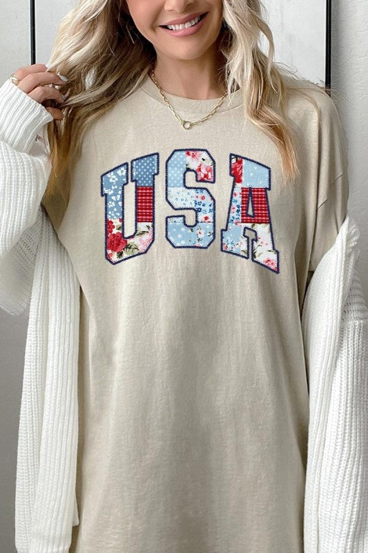 Vintage USA Patchwork Graphic Heavy Cotton Tee