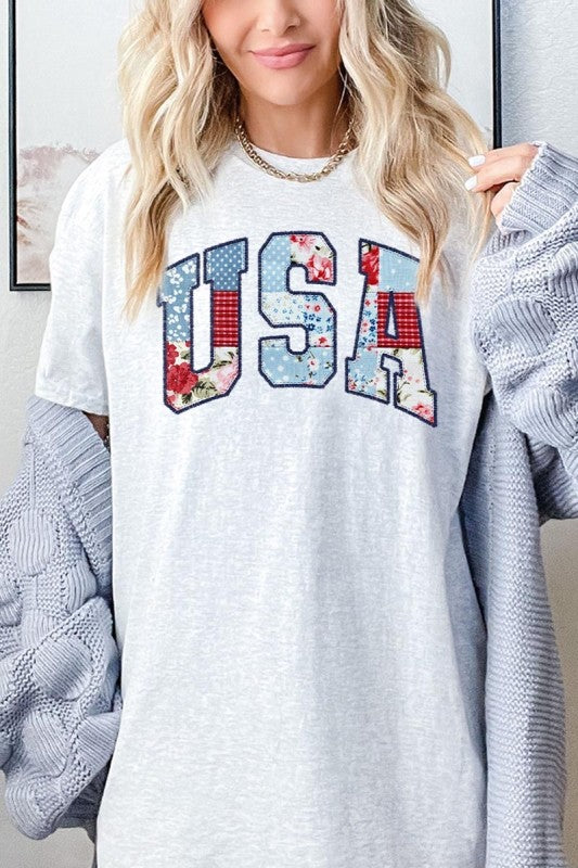 Vintage USA Patchwork Graphic Heavy Cotton Tee