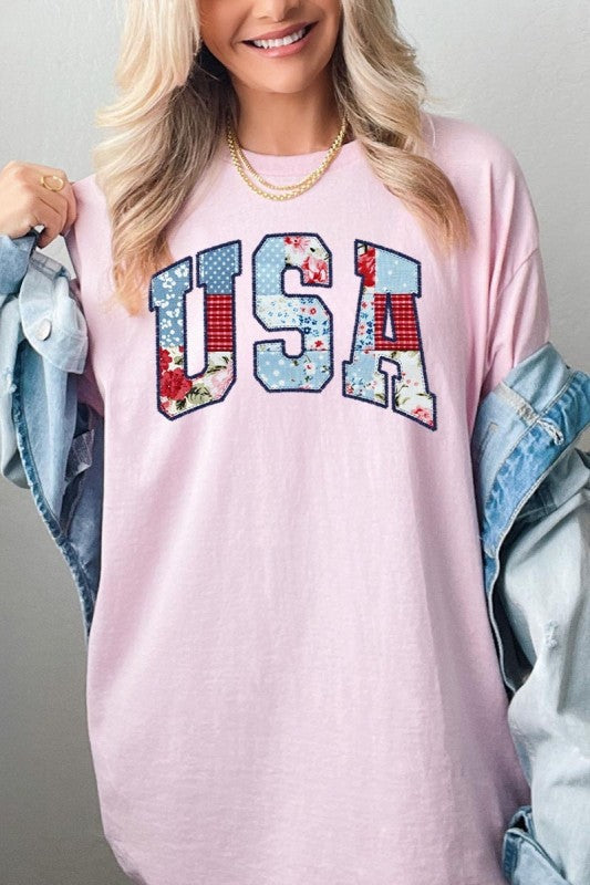 Vintage USA Patchwork Graphic Heavy Cotton Tee