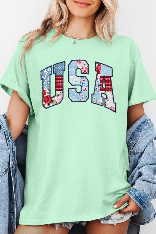 Vintage USA Patchwork Graphic Heavy Cotton Tee