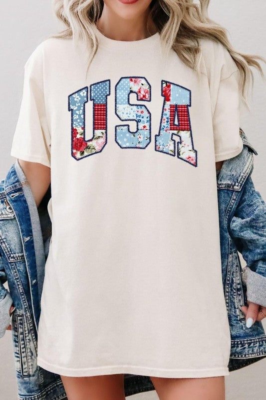 Vintage USA Patchwork Graphic Heavy Cotton Tee
