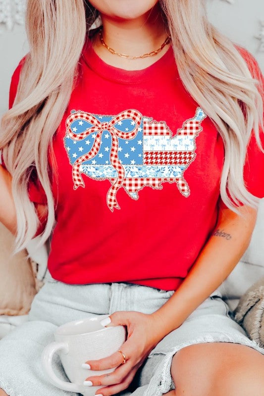 USA Map Patchwork Graphic Tee