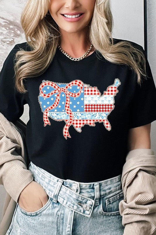 USA Map Patchwork Graphic Tee