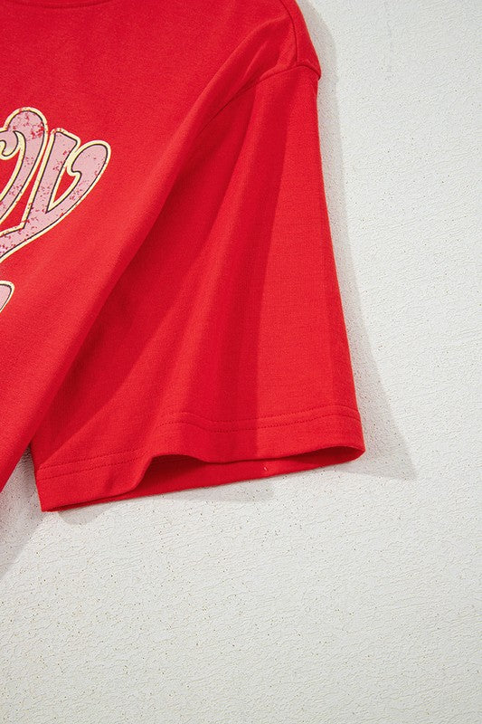 Red COWBOY Take Me Away Graphic Western Loose Tee