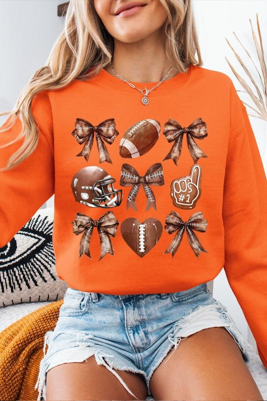 Cute Football and Bow Graphic Sweatshirt