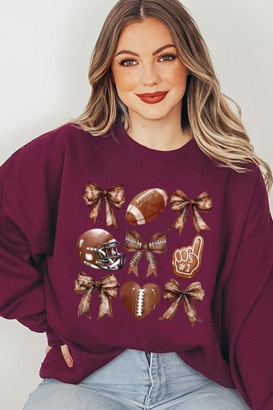 Cute Football and Bow Graphic Sweatshirt