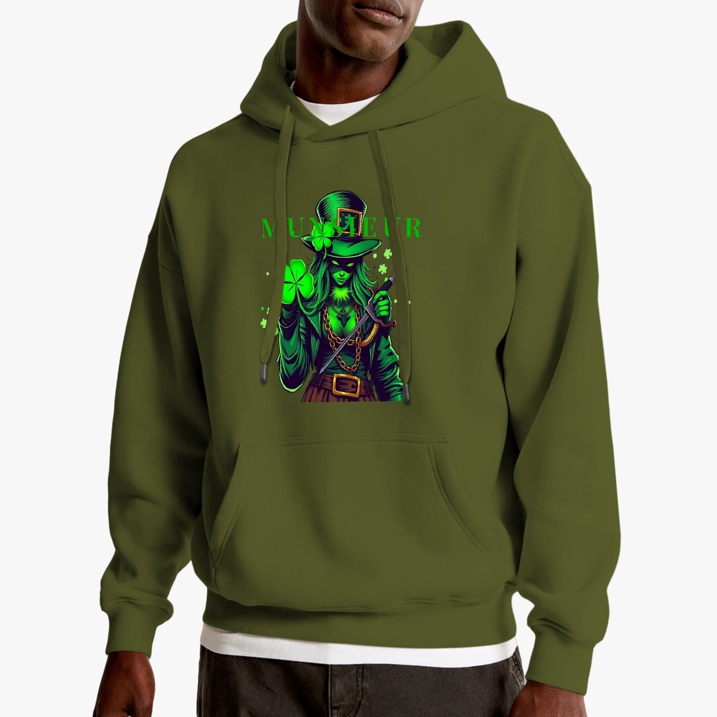 St. Patrick's Day Collection Munsieur Unisex Premium Pullover Hoodie Sweater Clover Gang Betty