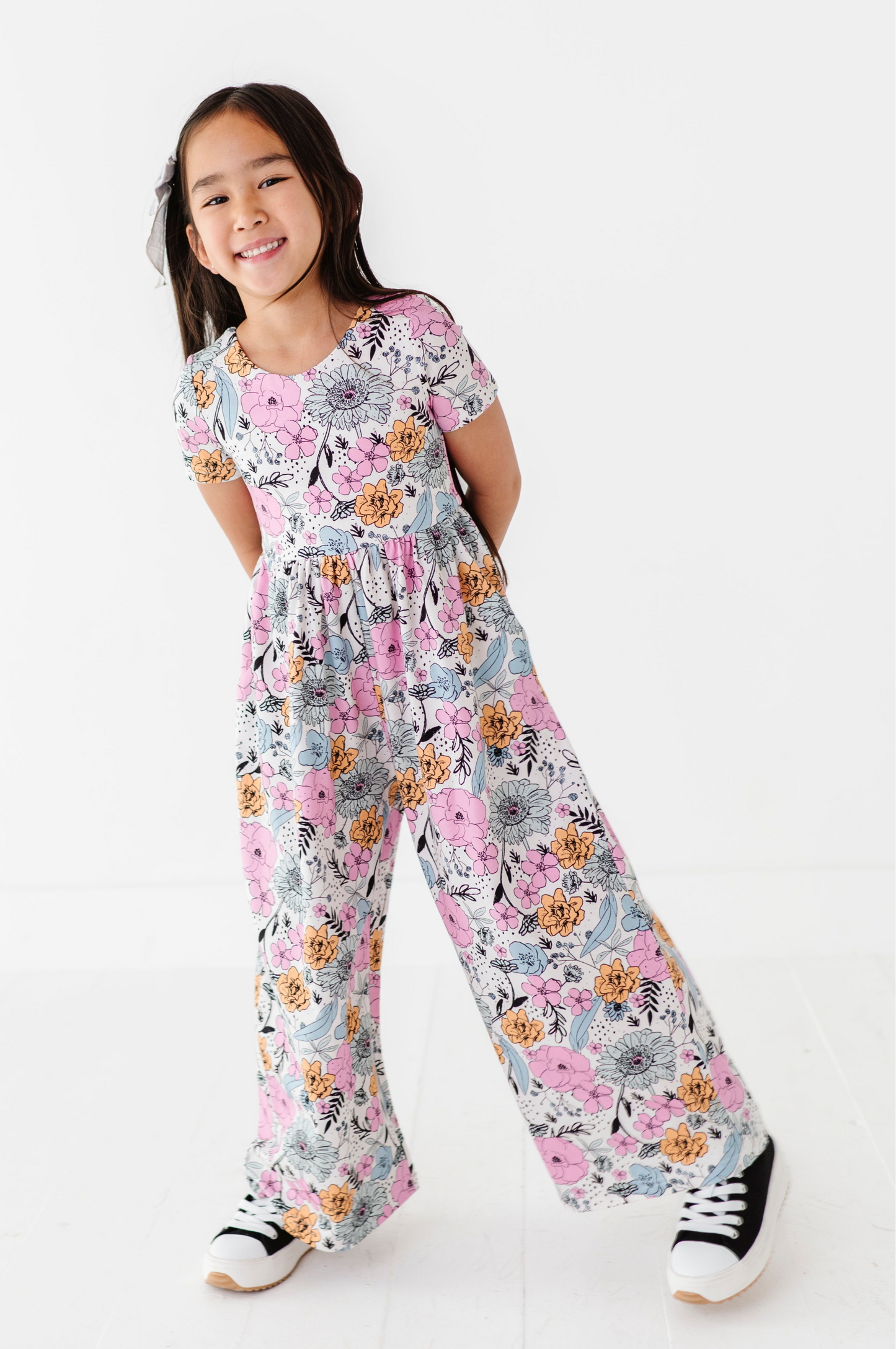 Vintage Sketchy Floral Romper