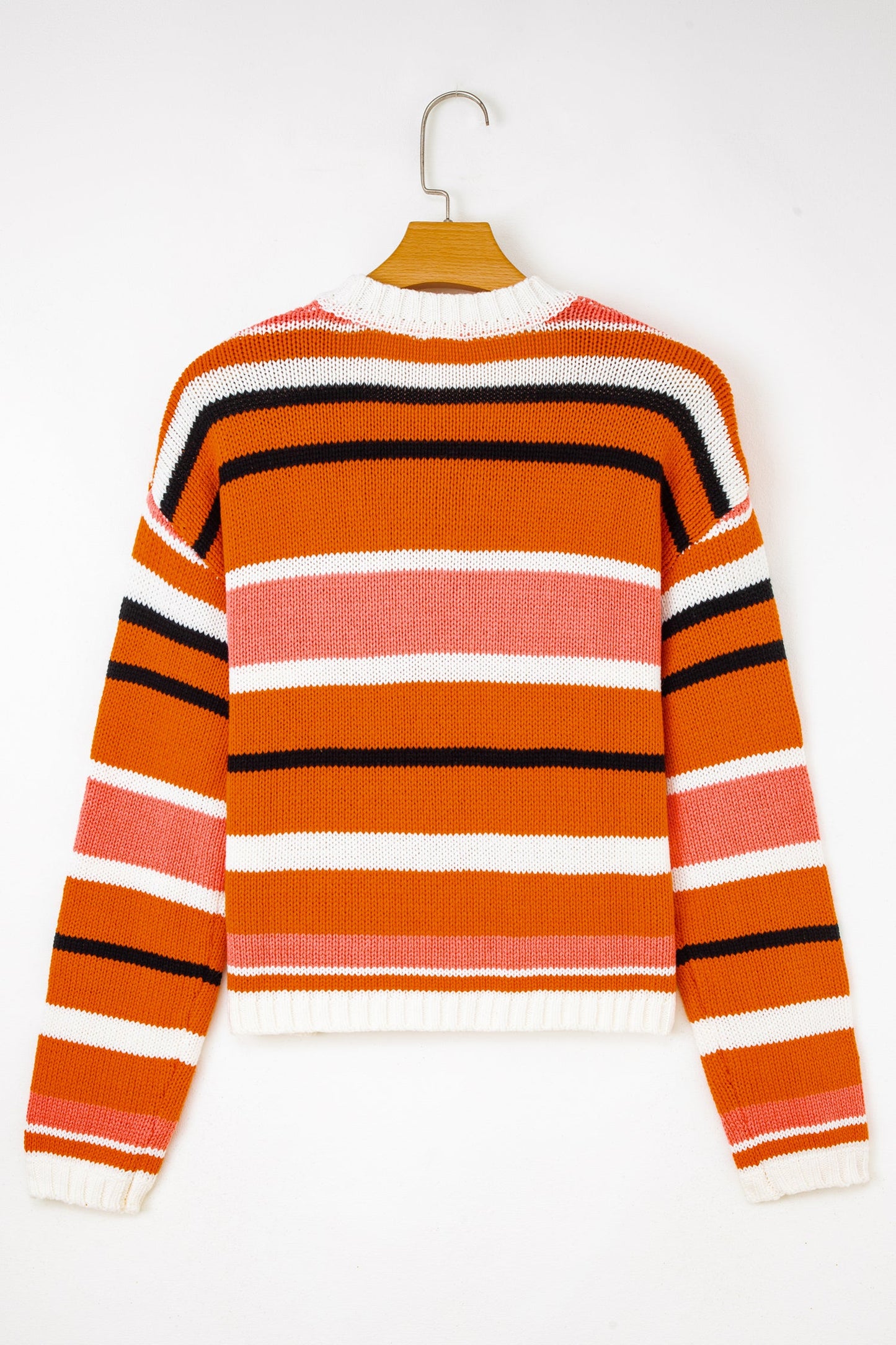 Stripe Drop Shoulder Cropped Pullover Sweater
