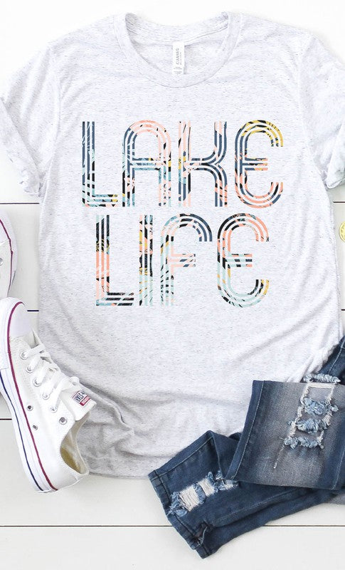 Floral Lake Life Graphic Tee PLUS - Aaria Tees
