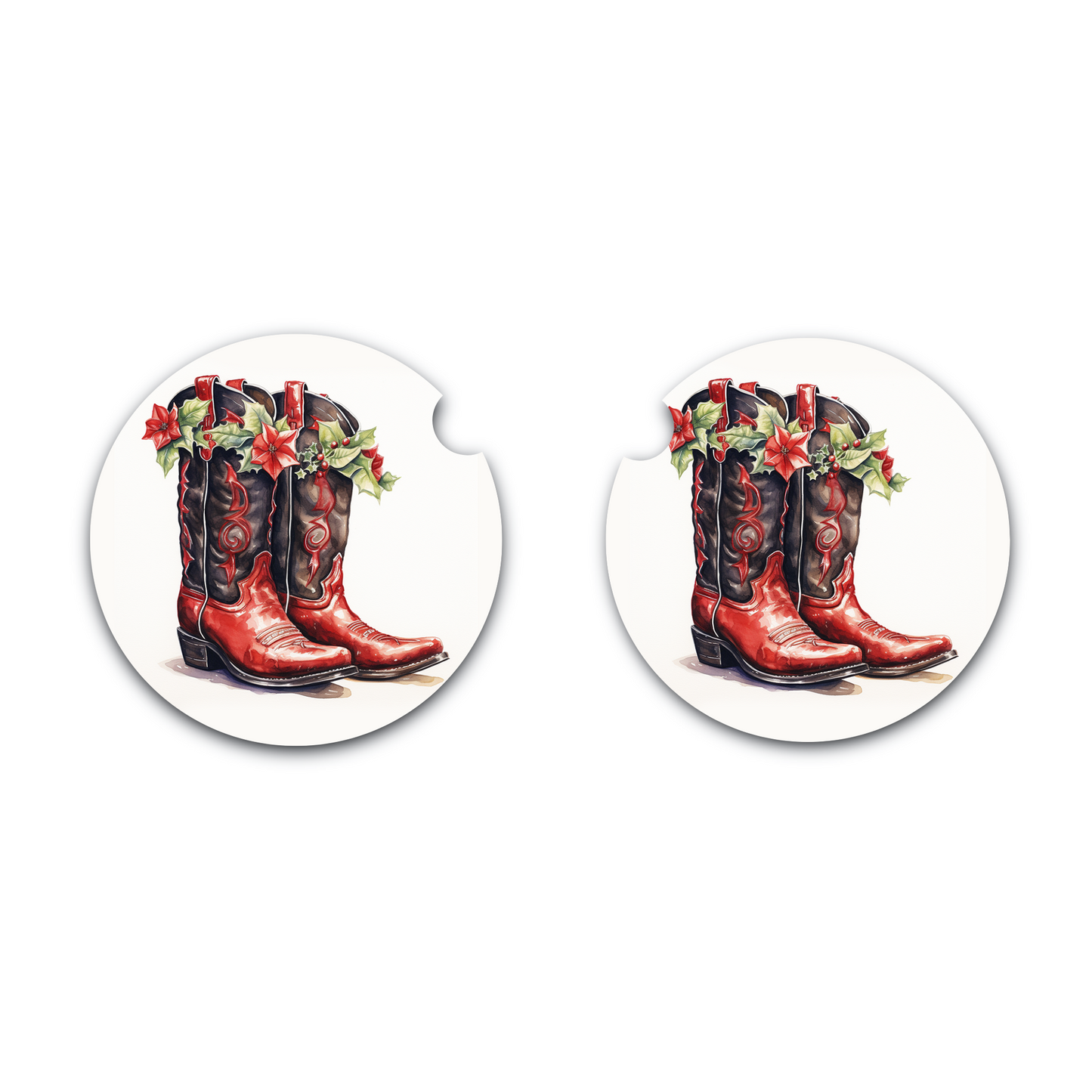 Festive Cowboy Boots Car Coaster