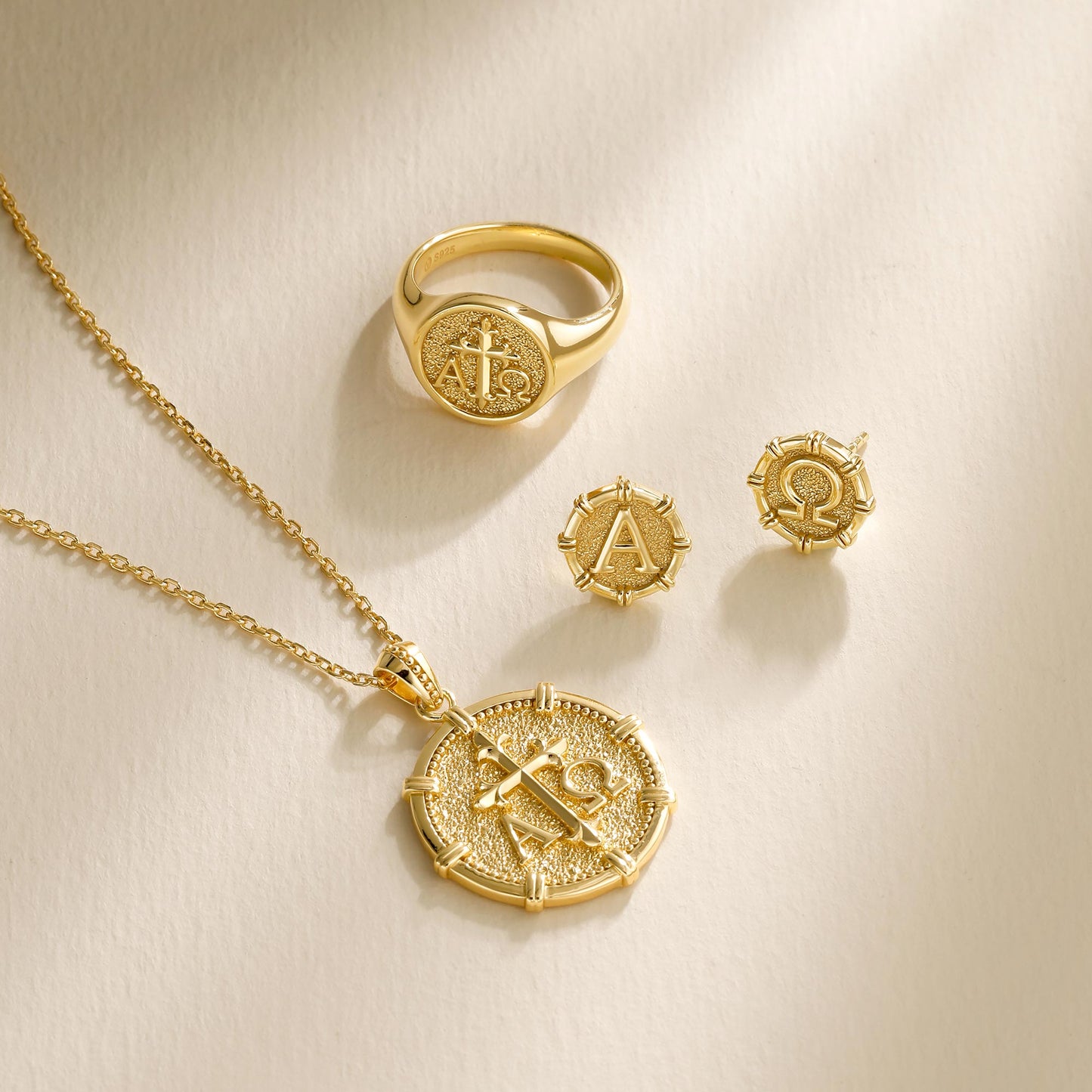 Alpha Omega Stud Earrings
