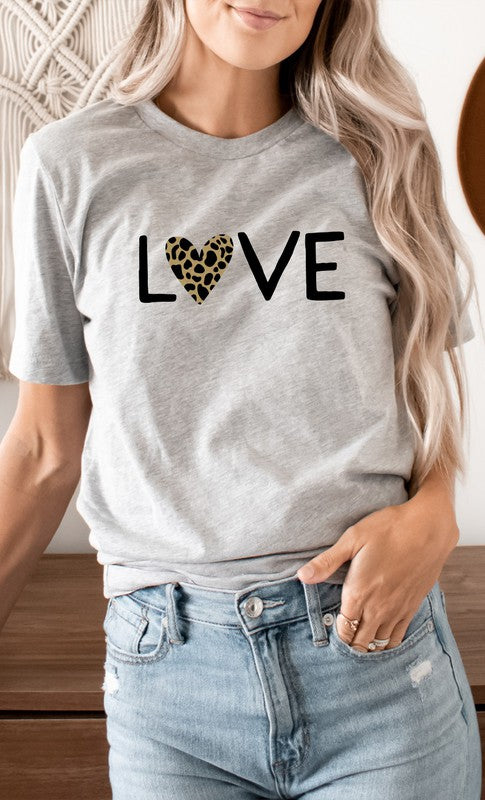 Love Leopard Print Heart PLUS SIZE Graphic Tee - Aaria Tees