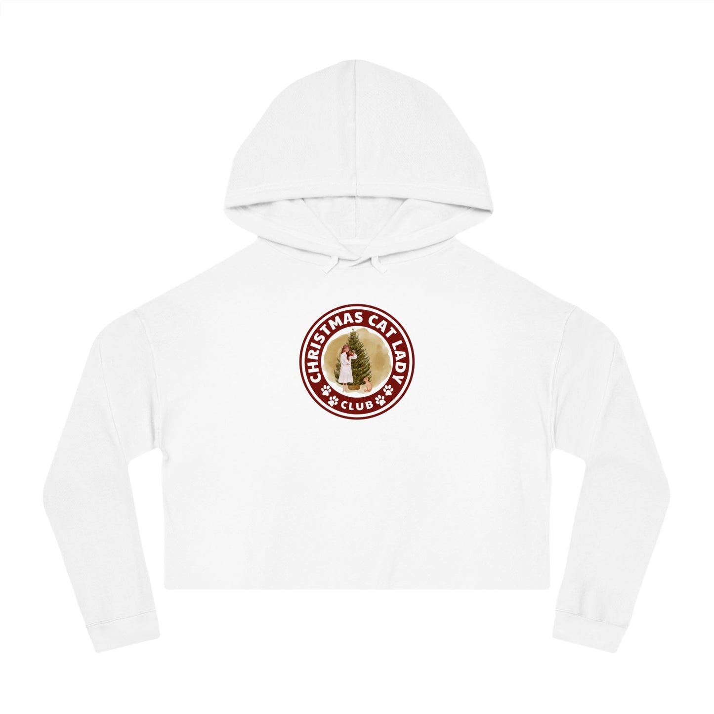 Christmas Cat Lady Club Women’s Cropped Hooded Sweatshirt