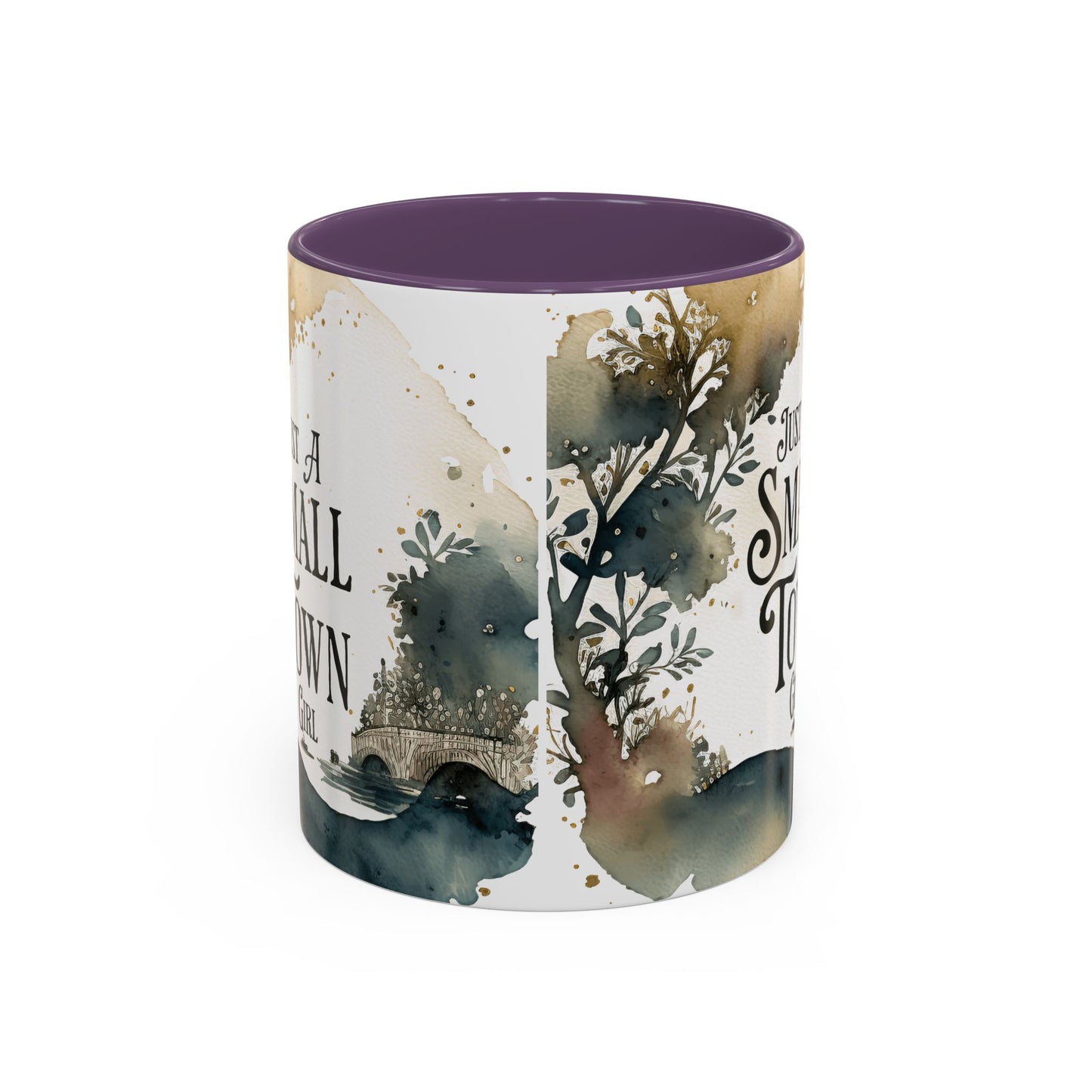 "Just a Small Town Girl" Accent Coffee Mug - Beautiful Watercolor Design for Everyday Enjoyment - Aaria Tees