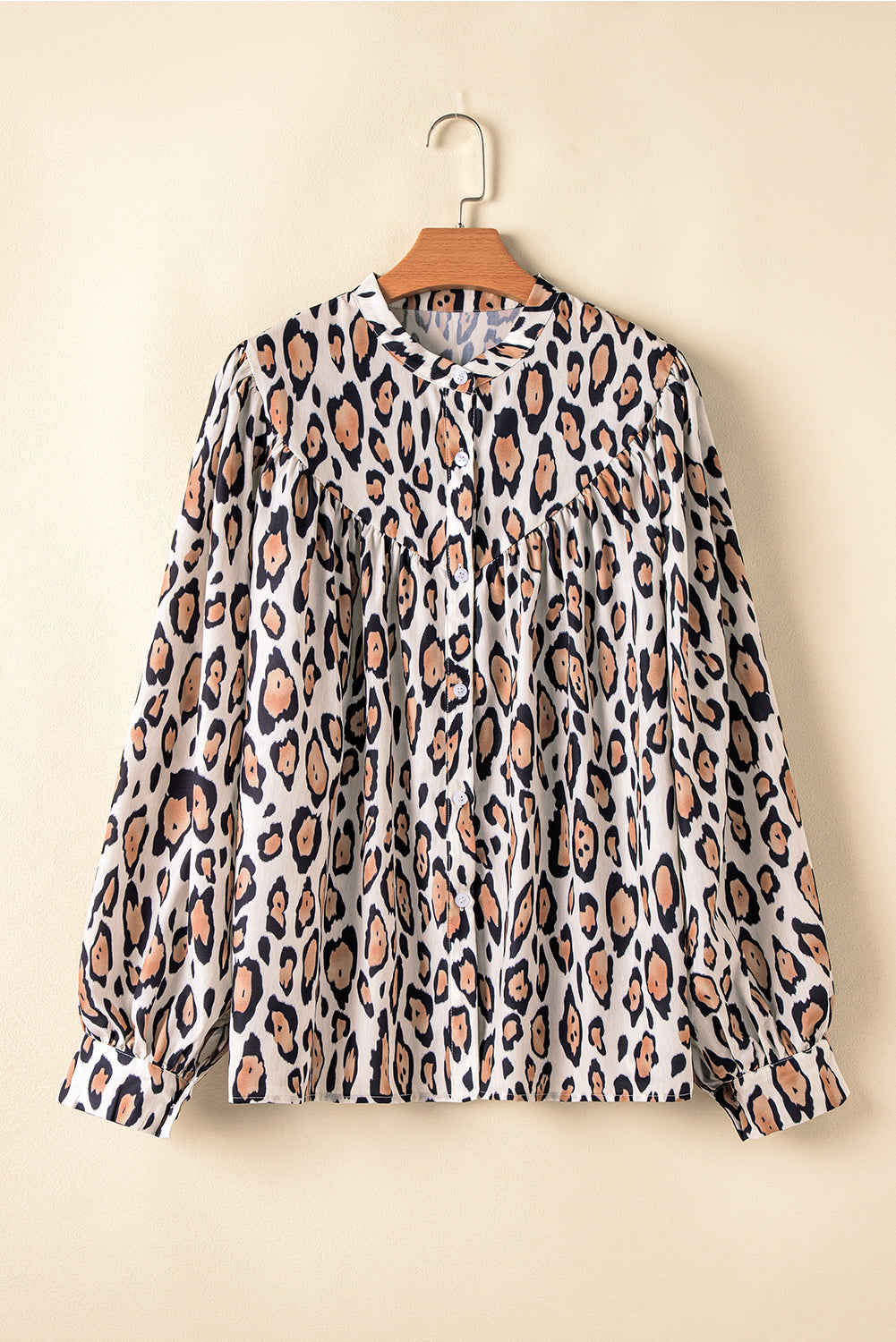 Jet Stream Oversized Leopard Print Balloon Sleeve Casual Shirt - Aaria Tees