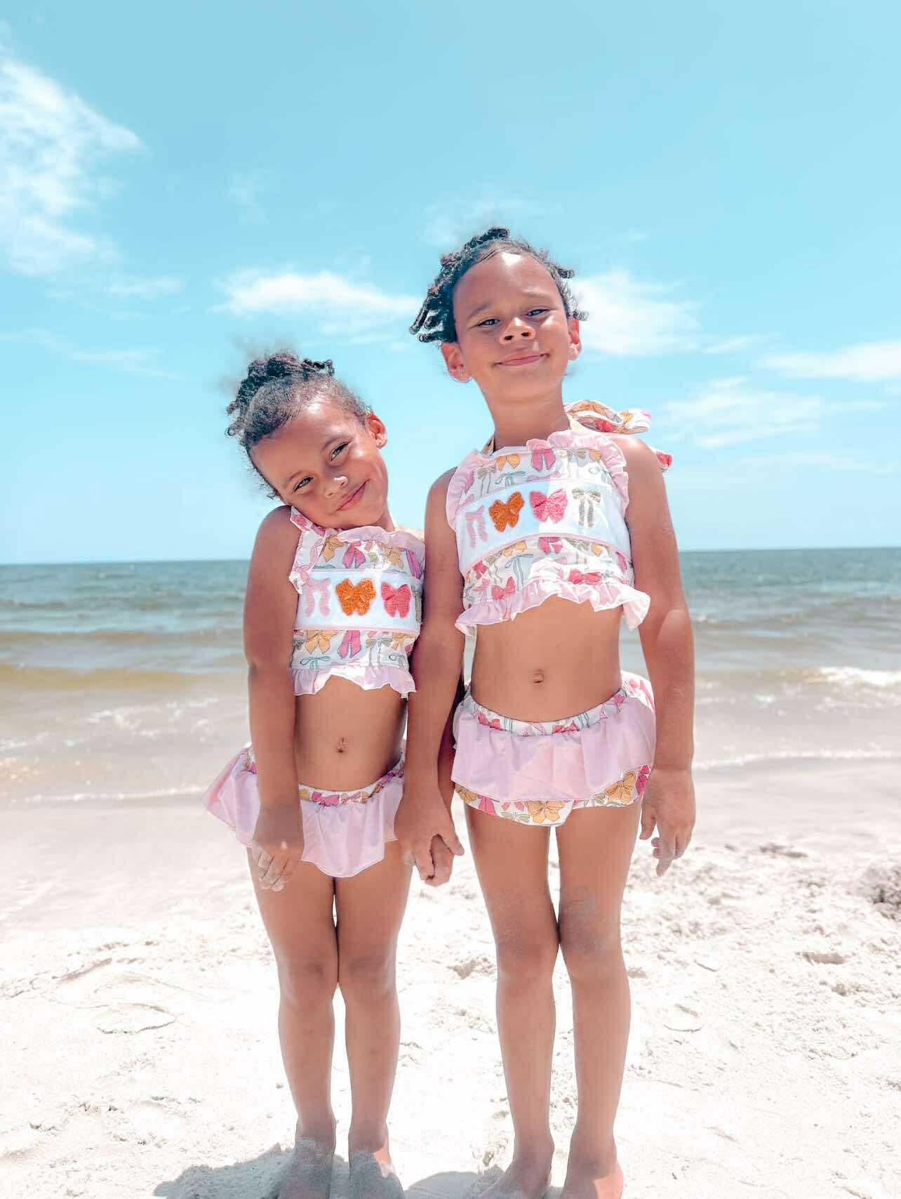 Pink bows two piece Swimsuit