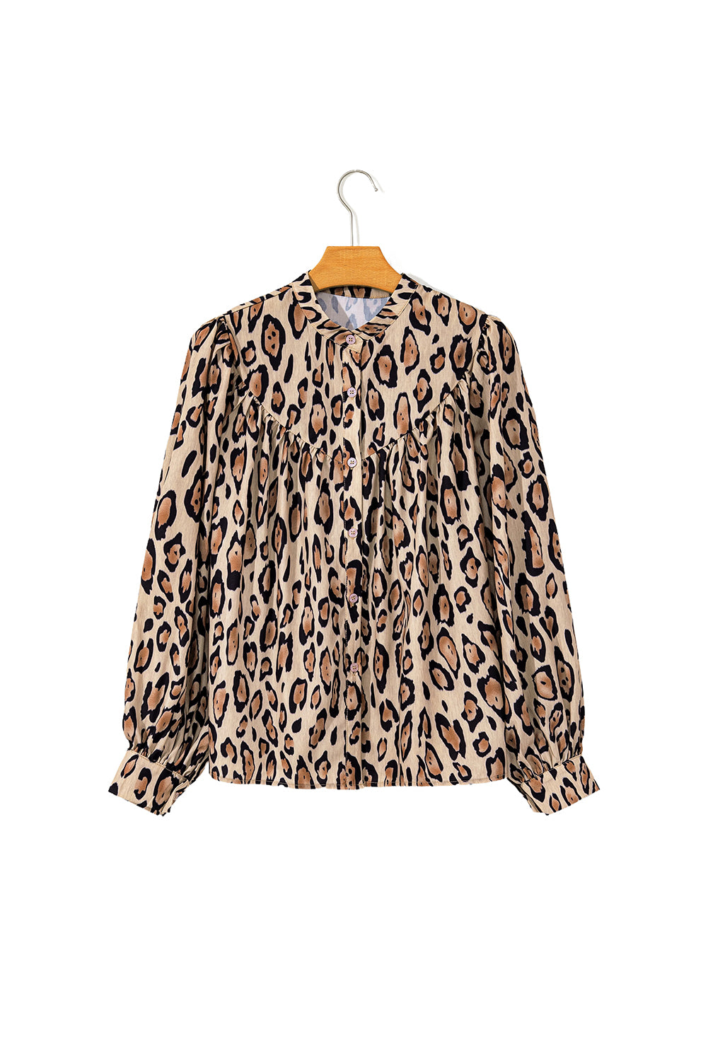 Jet Stream Oversized Leopard Print Balloon Sleeve Casual Shirt - Aaria Tees