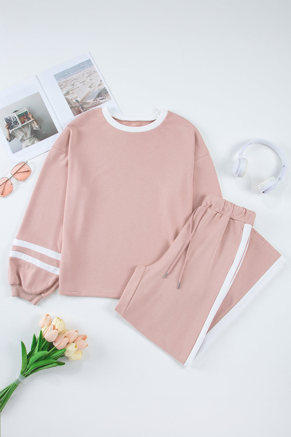 Varsity Stripe Patchwork Pullover and Pant Set