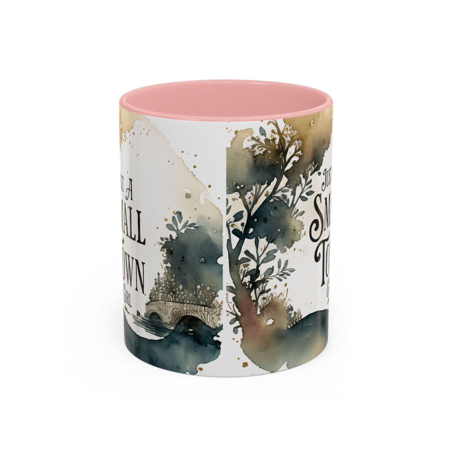 "Just a Small Town Girl" Accent Coffee Mug - Beautiful Watercolor Design for Everyday Enjoyment - Aaria Tees