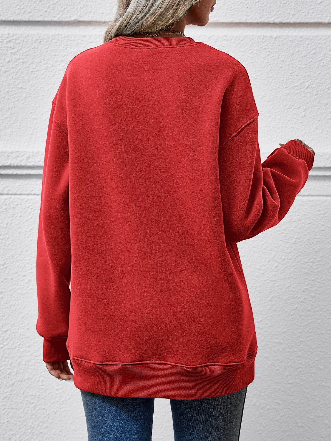 Round Neck Graphic Long Sleeve Sweatshirt - Aaria Tees Aaria Tees