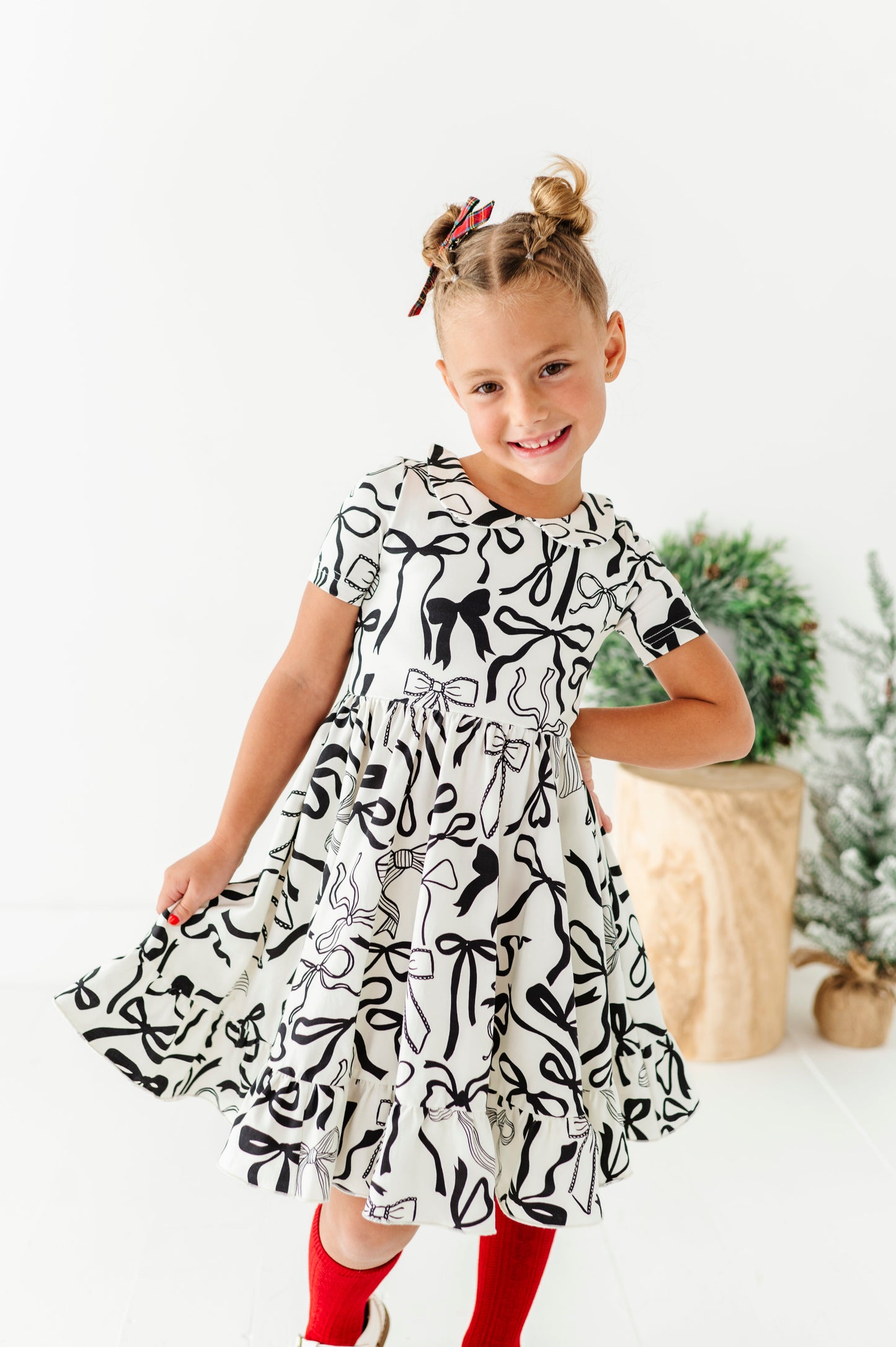 Cream Preppy Bow | Collard Twirl Dress