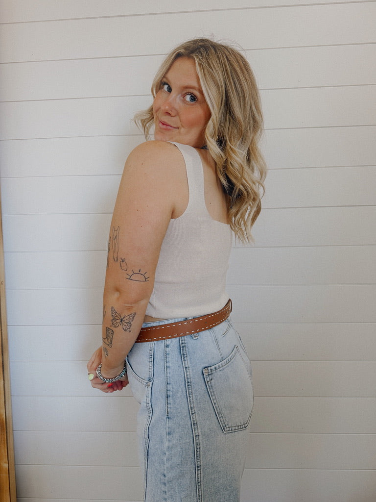 THE DAILY KNIT TANK: TAUPE