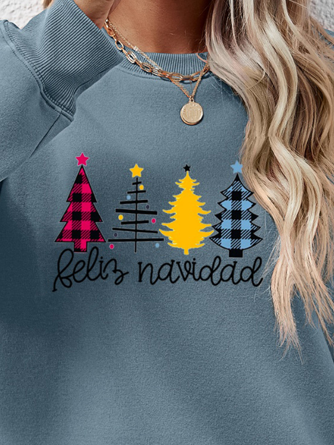 Round Neck Graphic Long Sleeve Sweatshirt - Aaria Tees Aaria Tees
