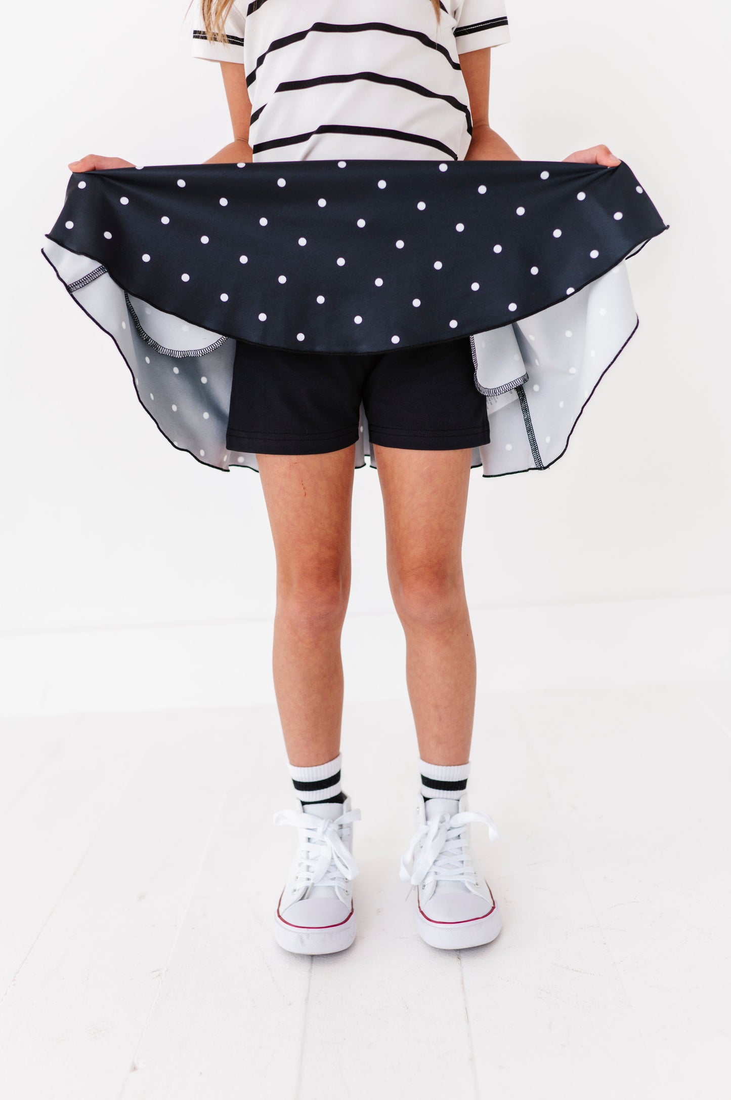 Black Dotty Spin Skort