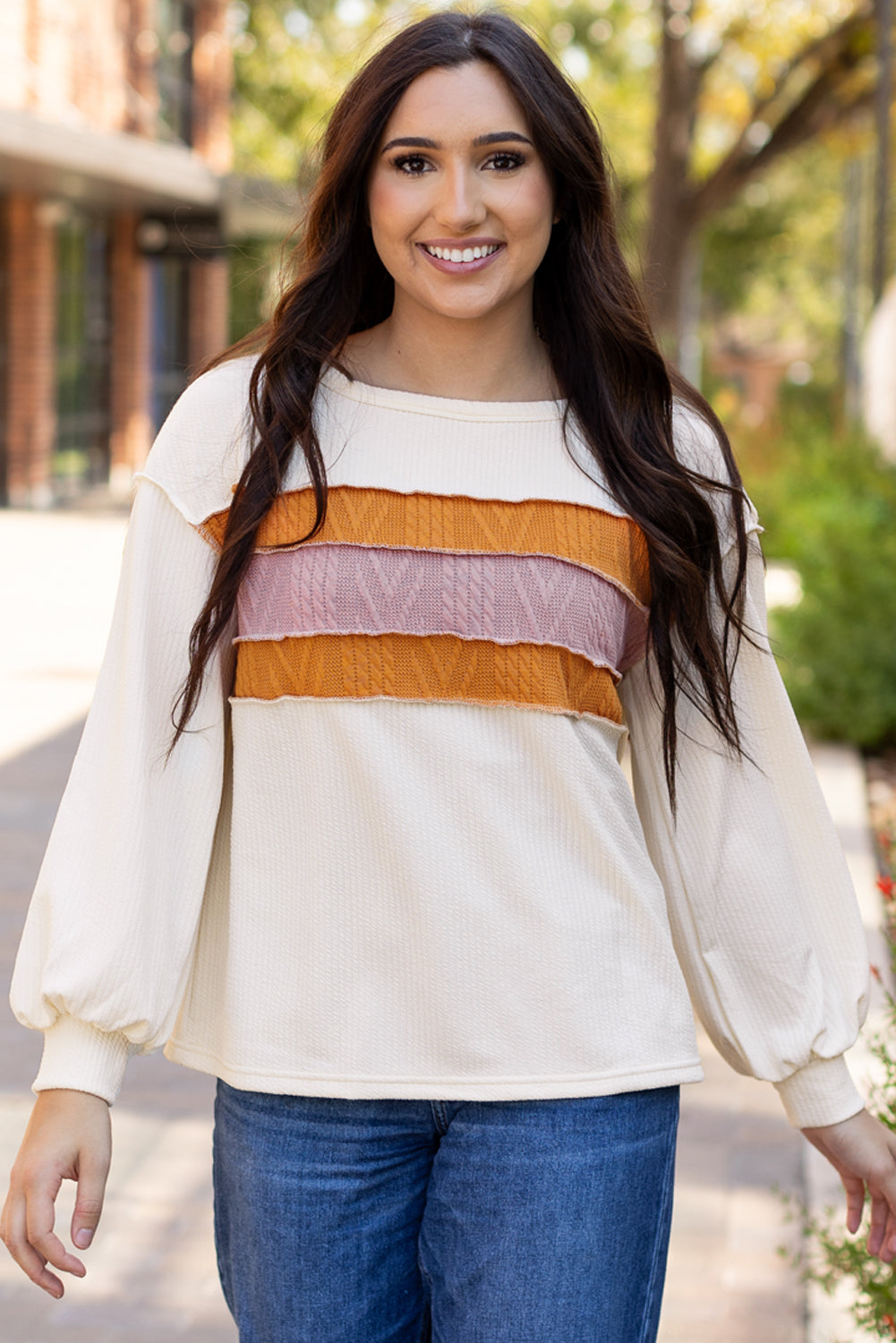 Ember Exposed Seam Knit Patchwork Top - Aaria Tees Aaria Tees