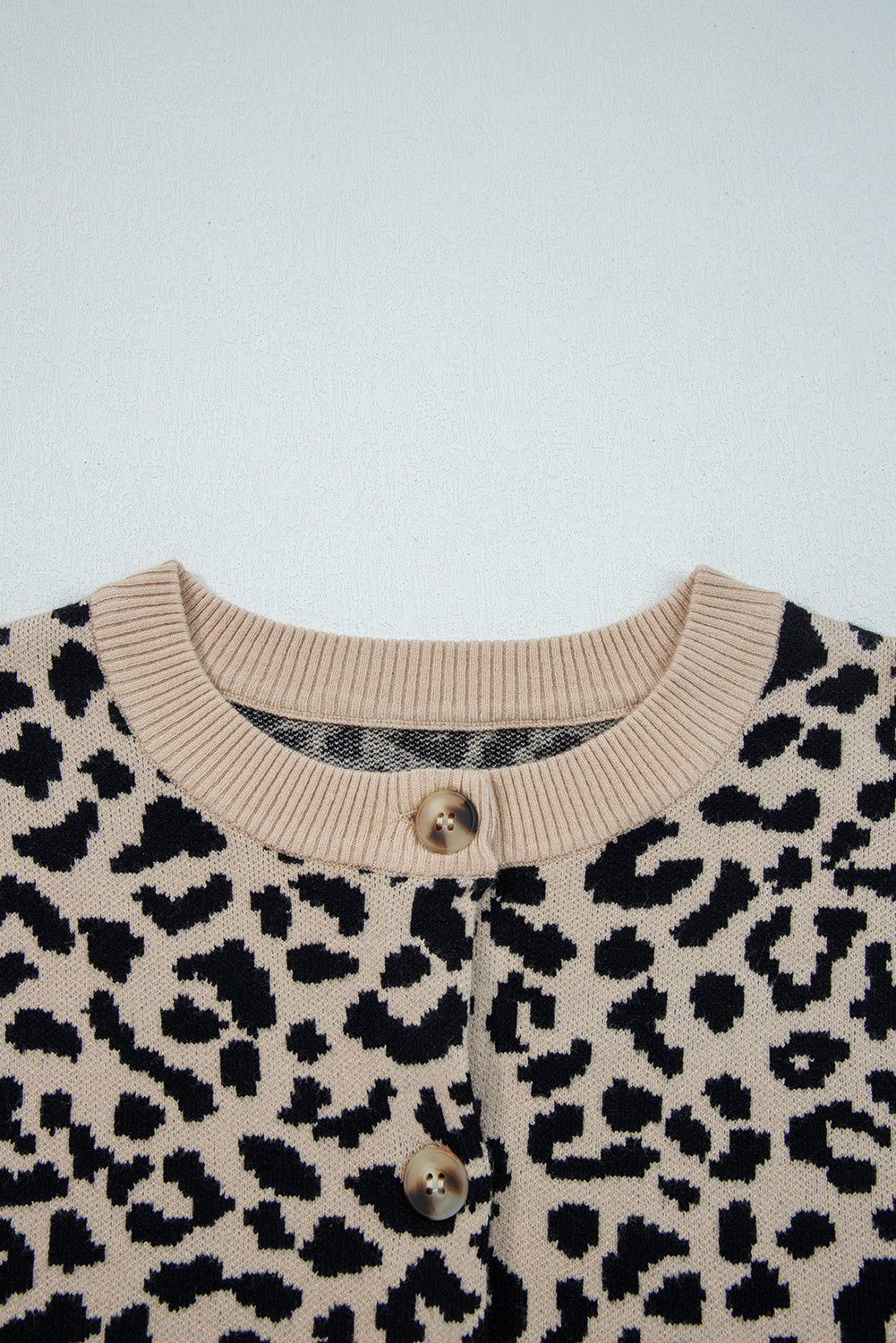 Leopard Drop Shoulder Chunky Cardigan Sweater