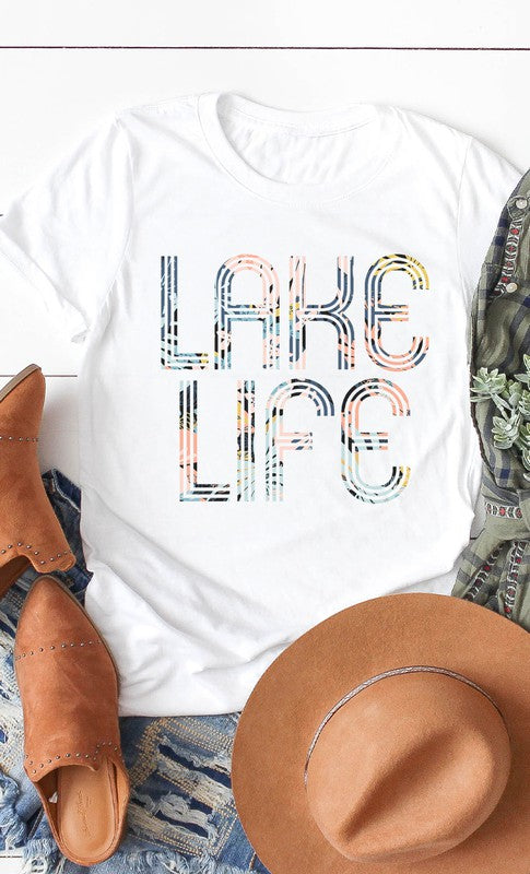 Floral Lake Life Graphic Tee PLUS - Aaria Tees