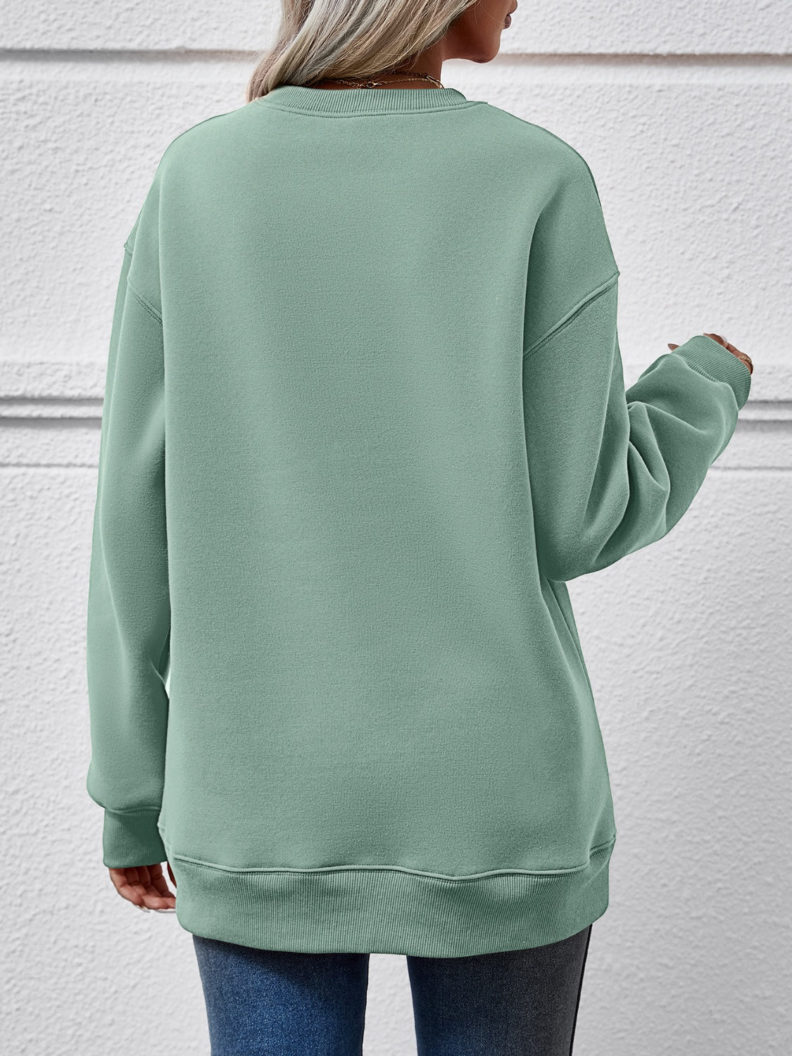 Round Neck Graphic Long Sleeve Sweatshirt - Aaria Tees Aaria Tees