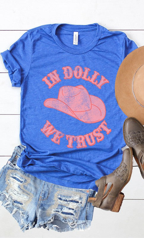 Retro In Dolly We Trust Hat Graphic Tee PLUS - Aaria Tees