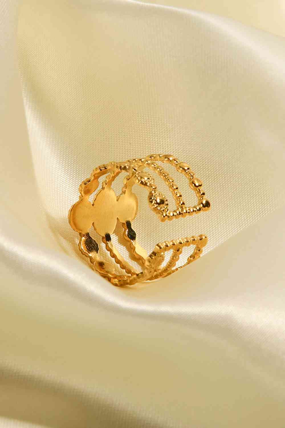 Triple-Layered Stainless Steel Open Ring - Aaria Tees