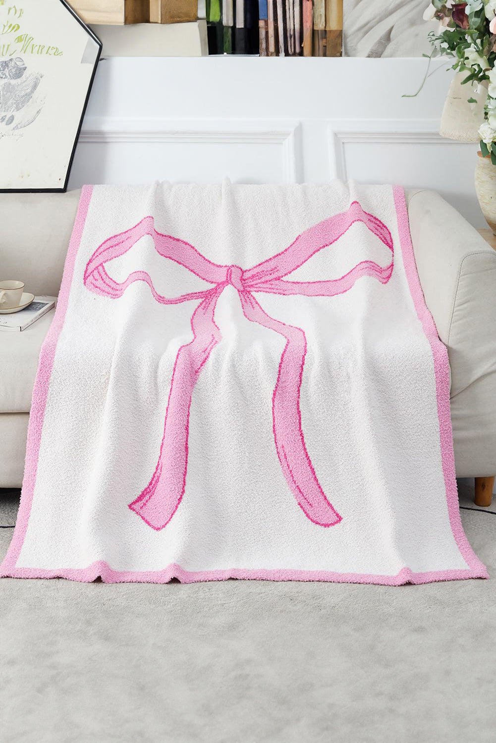 Pink Bow Printed Cozy Soft Throw Blanket - Aaria Tees Aaria Tees