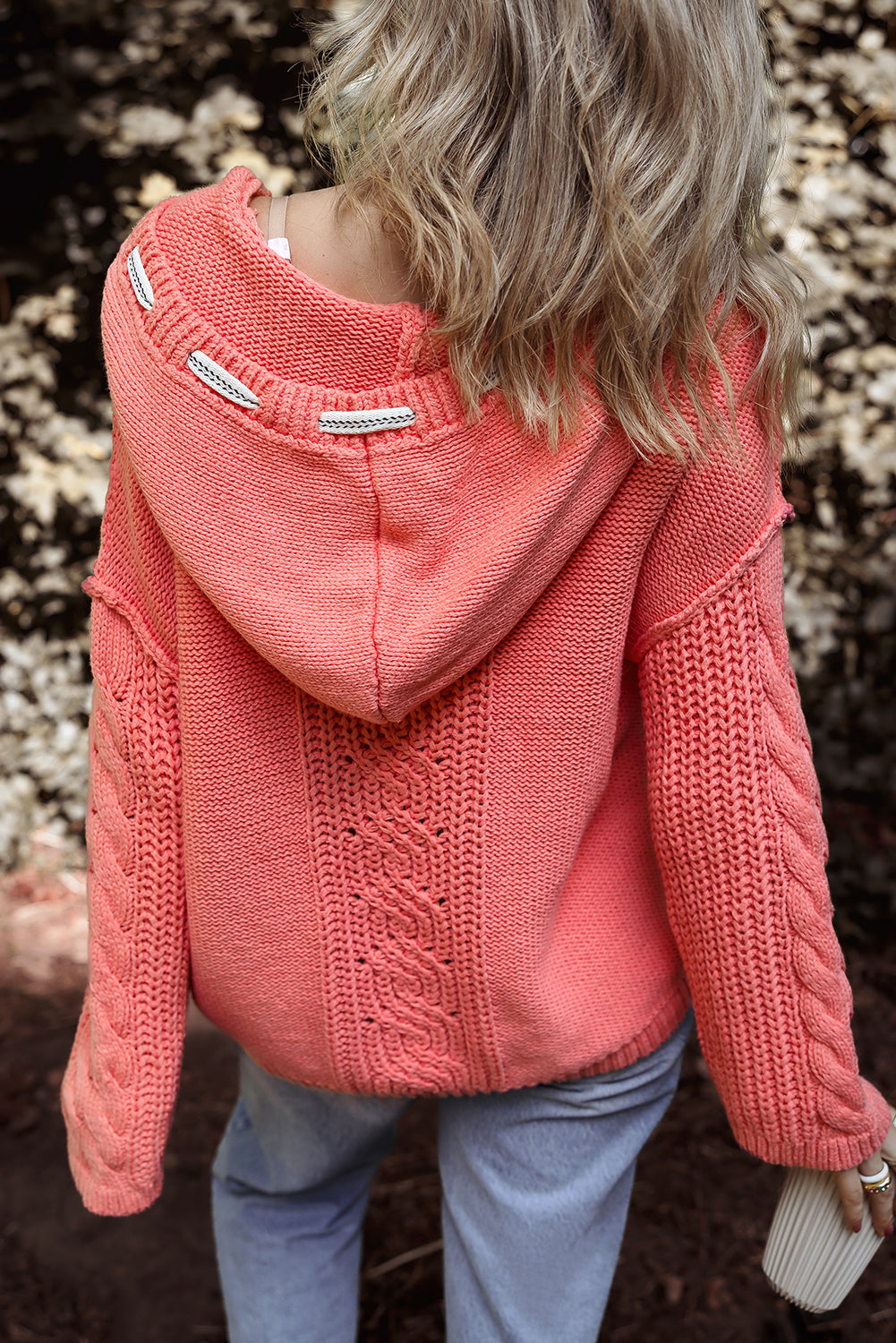 Sariah Cable Knit Drawstring Hooded Sweater - Aaria Tees Aaria Tees