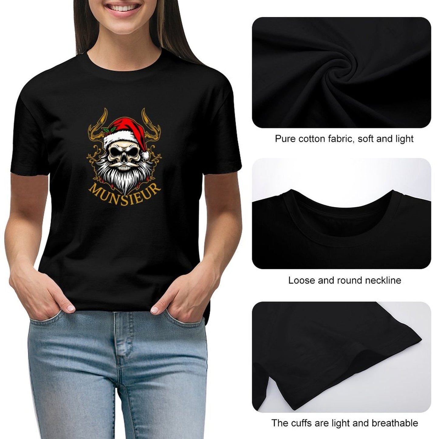 Women's Munsieur T-shirt "Seasons Santa" Christmas Collection