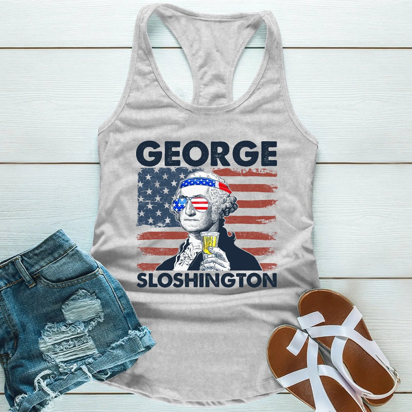 George Sloshington Unisex Tank Top – Founding Father Party Tee