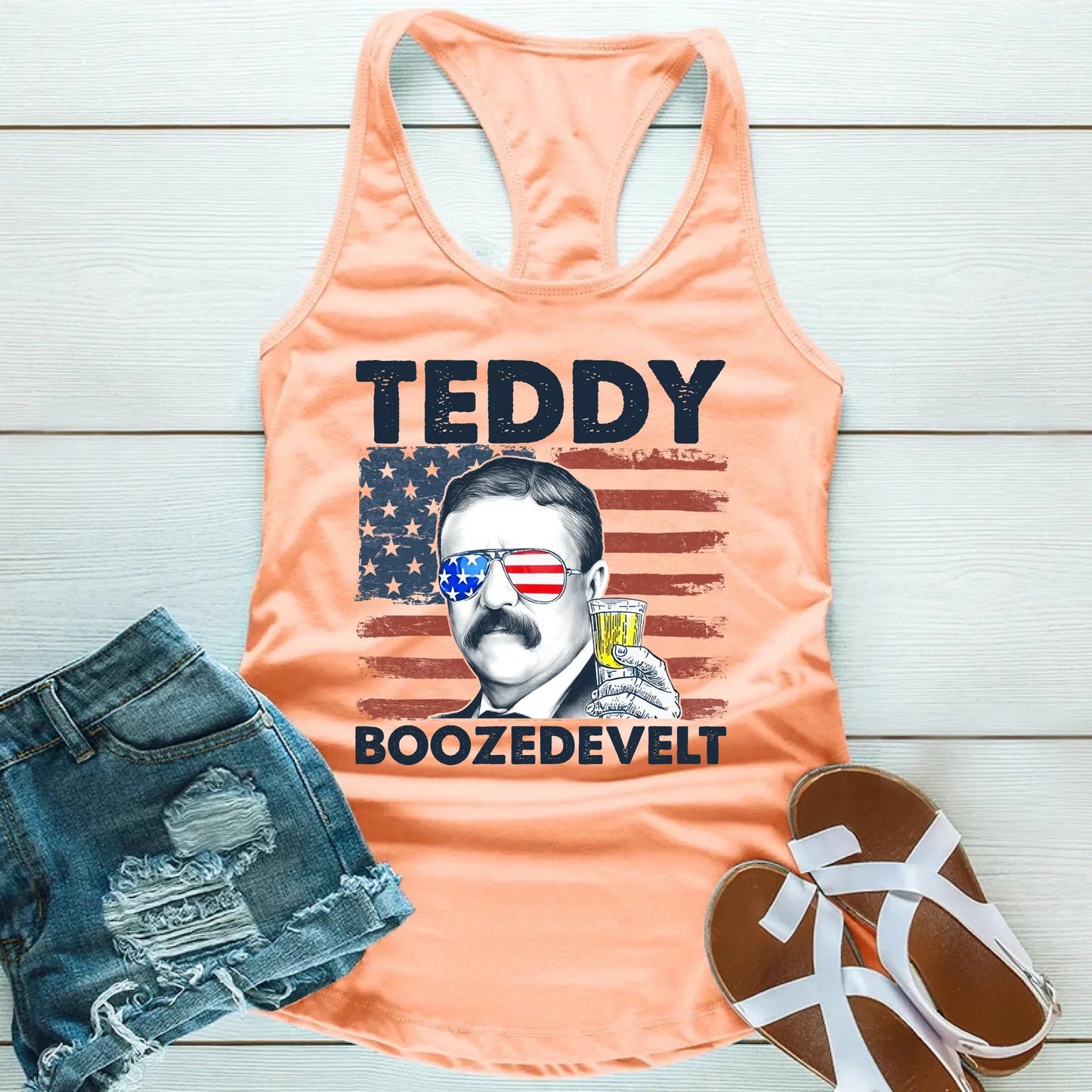 Teddy Boozedevelt Unisex Tank Top – Funny Patriotic Party Tee