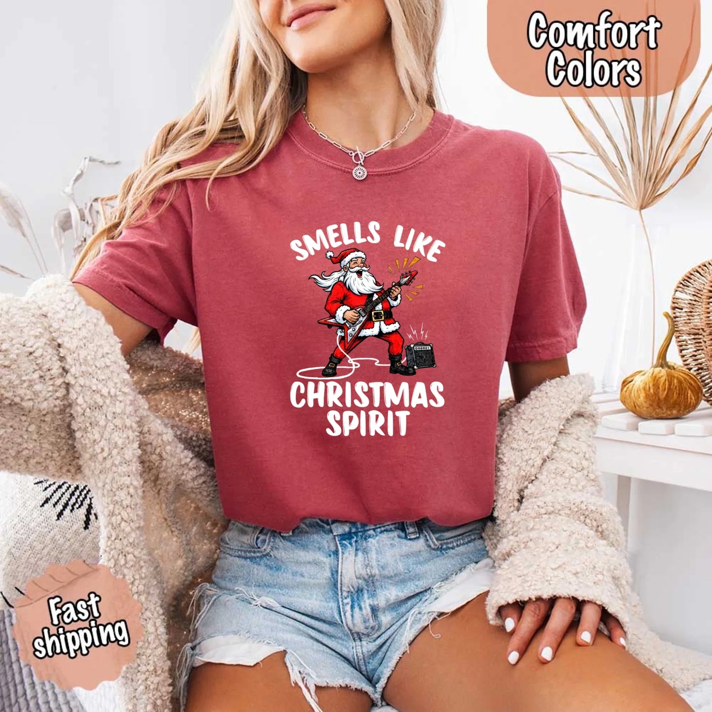 Smells Like Christmas Spirit Funny Santa Comfort Colors T-shirt