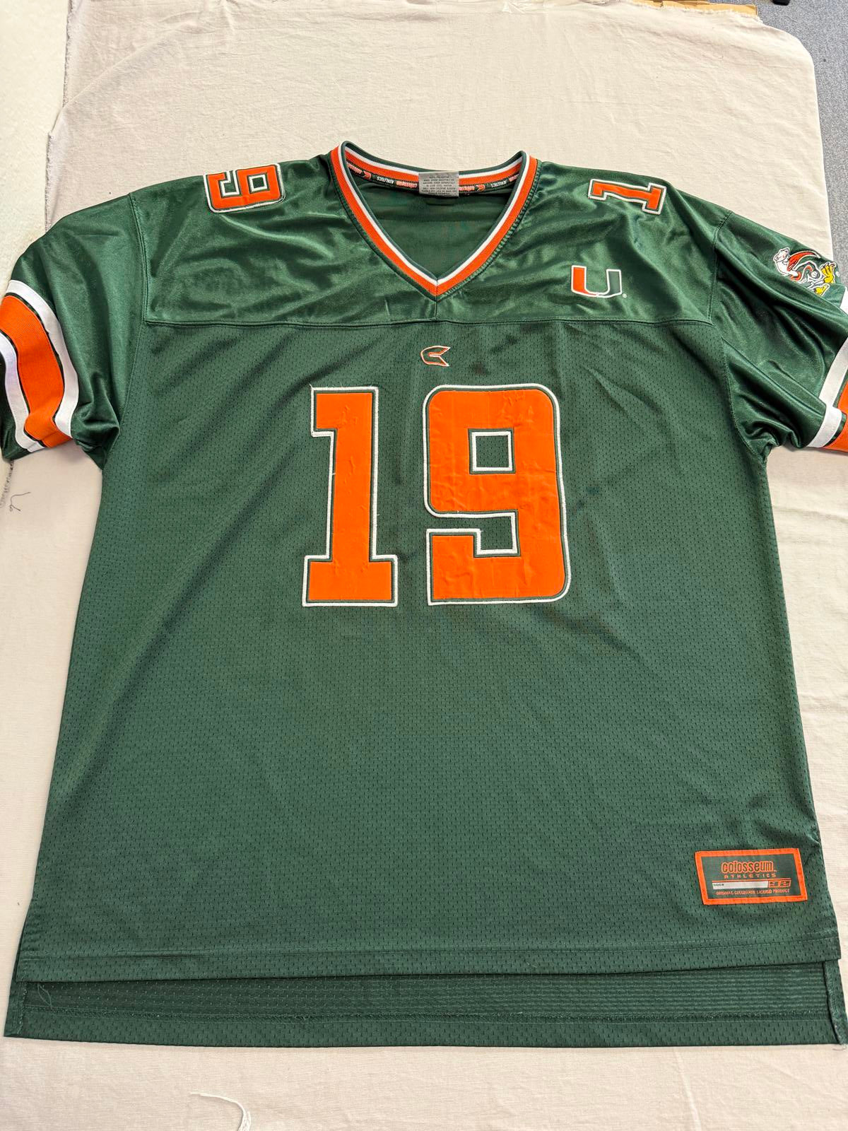 Colosseum Miami Hurricanes 19 Football Jersey Stitched XXL