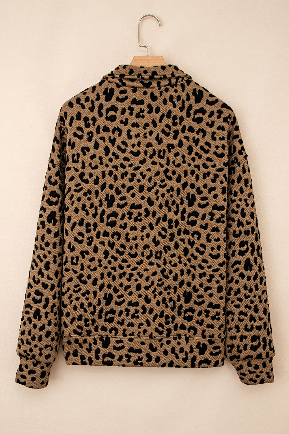 Leopard Quarter-Zip Drop Shoulder Sweatshirt