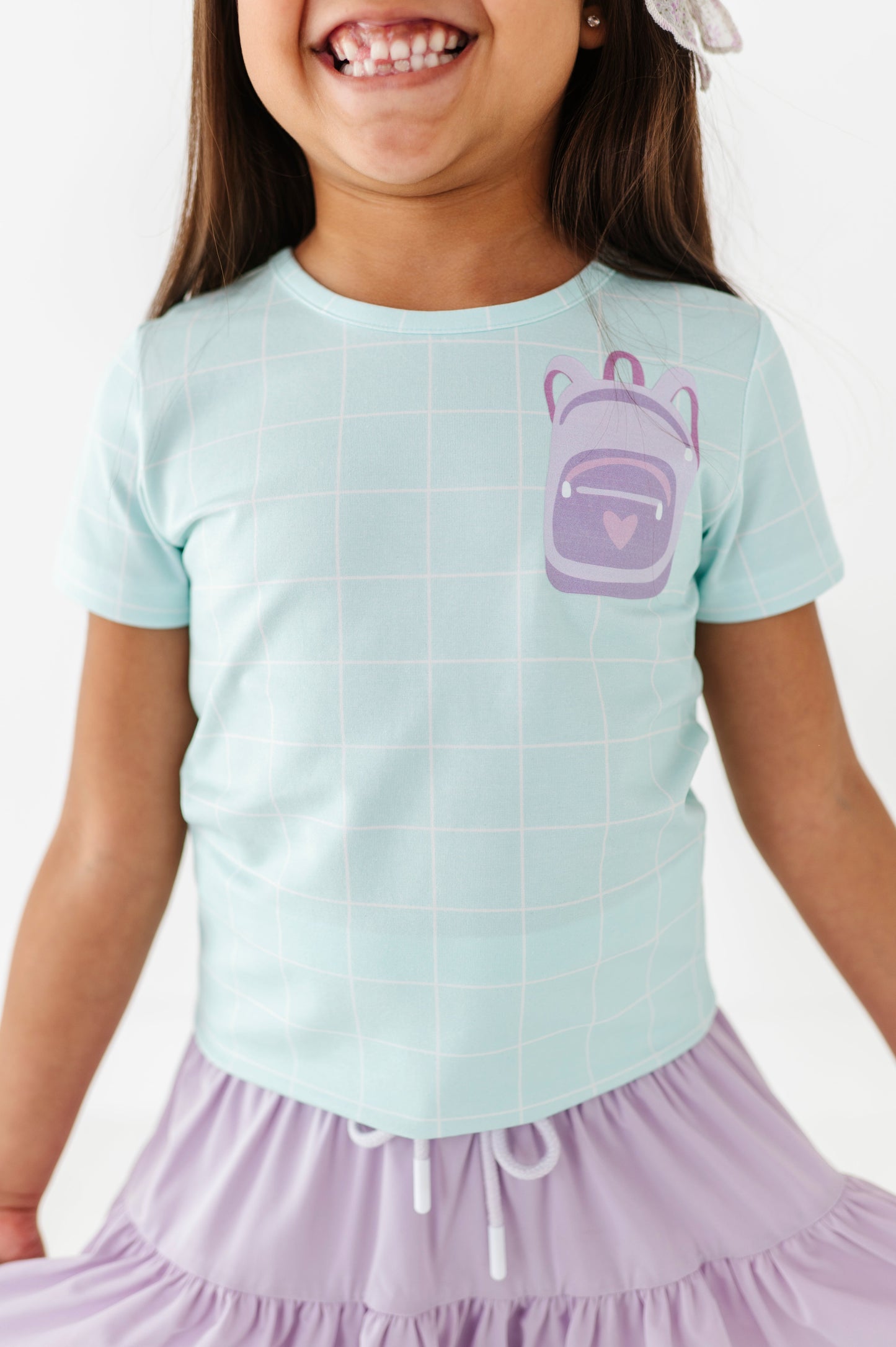 Purple Pocket Backpack Gridded Mint Teet
