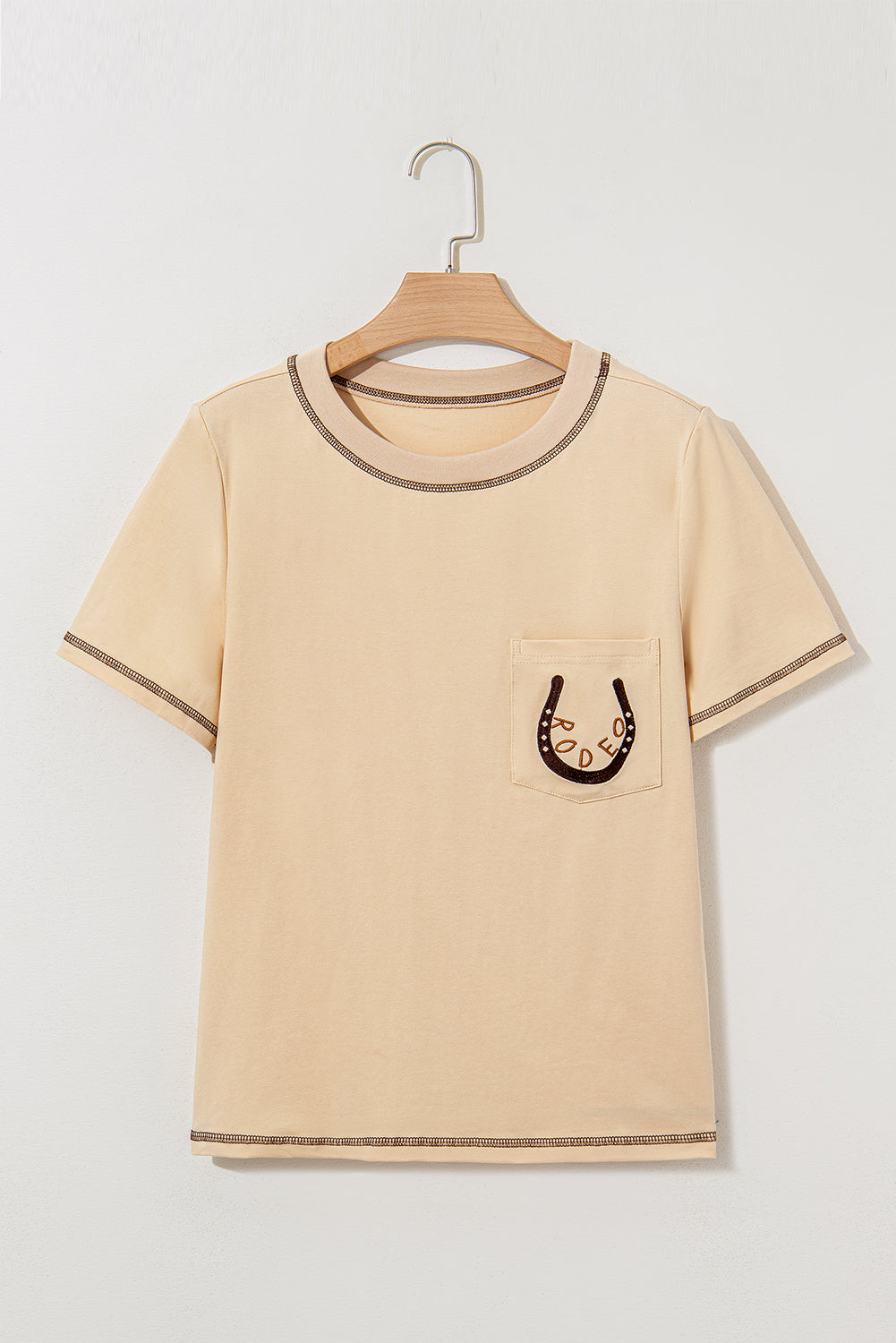 Horseshoe Embroidered Patch Pocket Tee