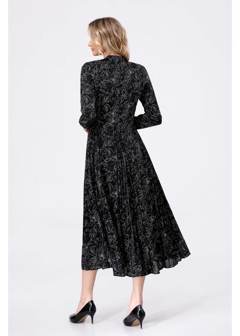 Black Floral Midi Dress - Aaria Tees