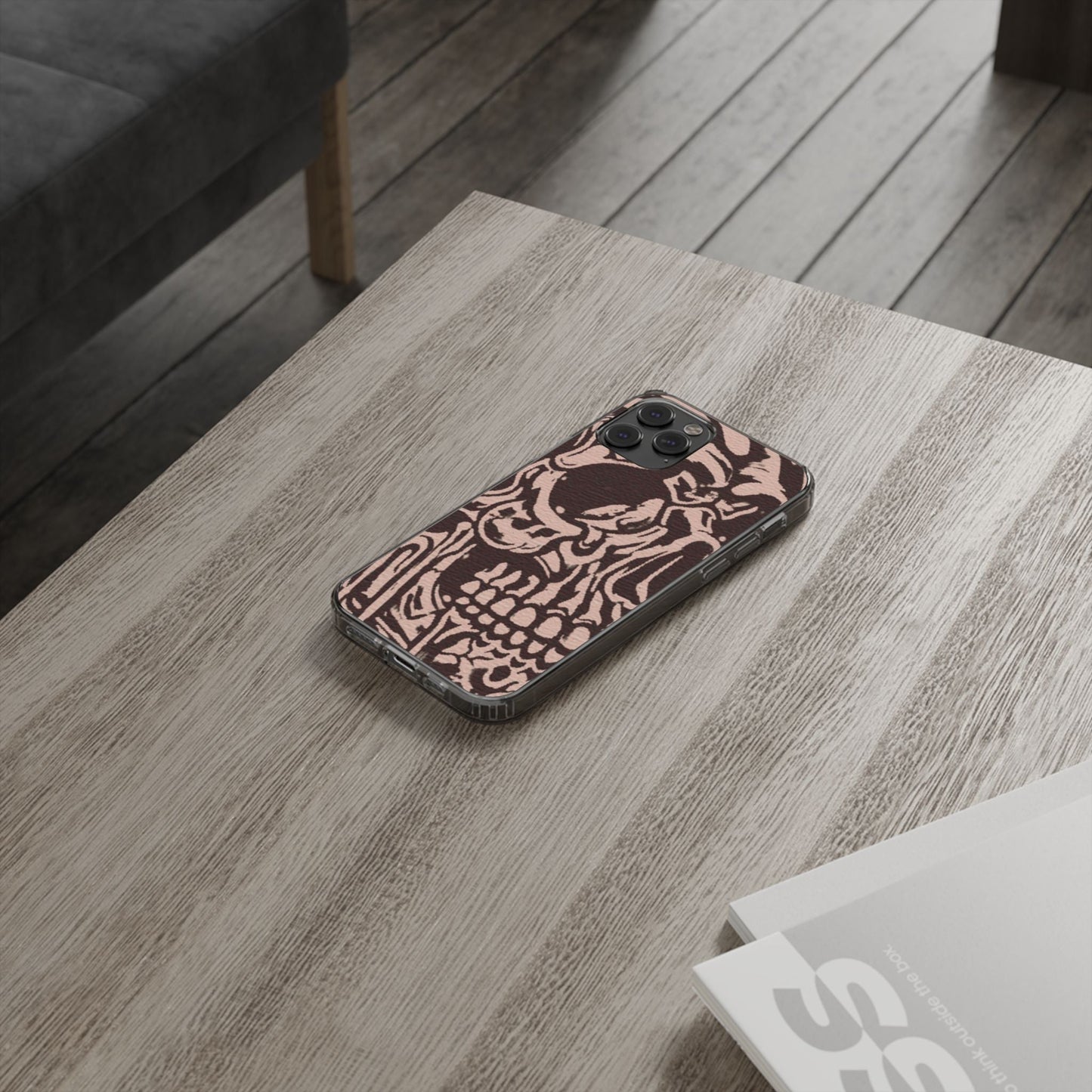 Gothic Abstract Skull Clear Phone Case