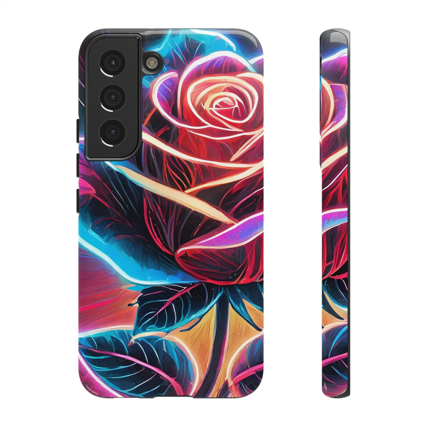 Artistic Neon Rose Tough Phone Case