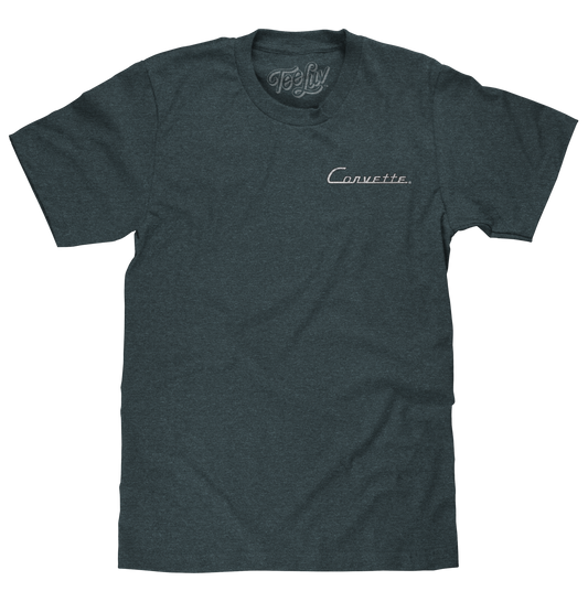 Chevy Corvette C1 Front and Back Print T-Shirt - Navy Heather