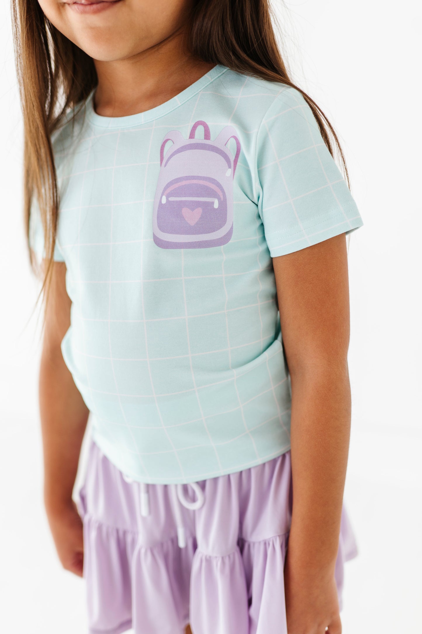 Purple Pocket Backpack Gridded Mint Teet